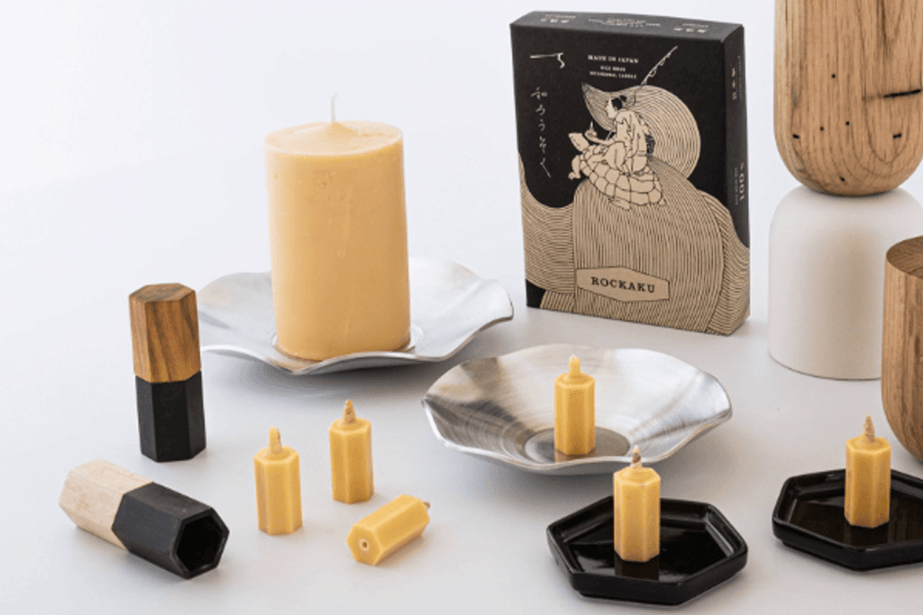 Japanese ROCKKAKU Wax Candle Plate - APORTA Shop