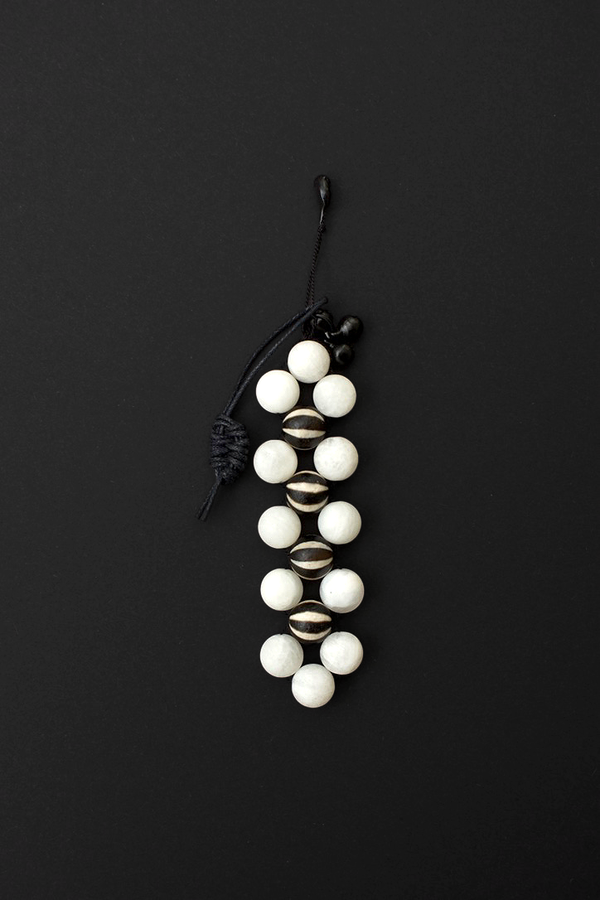 Mini White Moonstone/Stripe Dzi Talisman