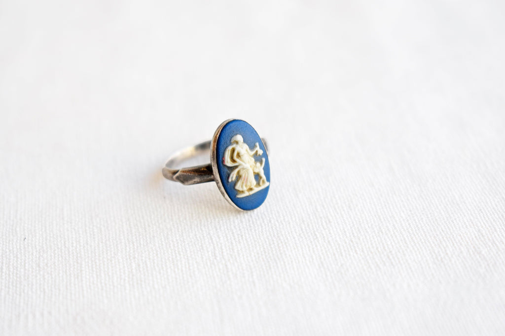 Vintage Blue Cameo Ring #139 - APORTA Shop