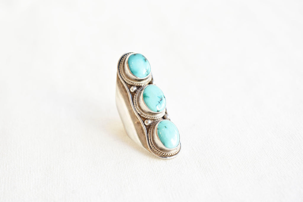 Vintage Three Stone Turquoise Ring #174 - APORTA Shop