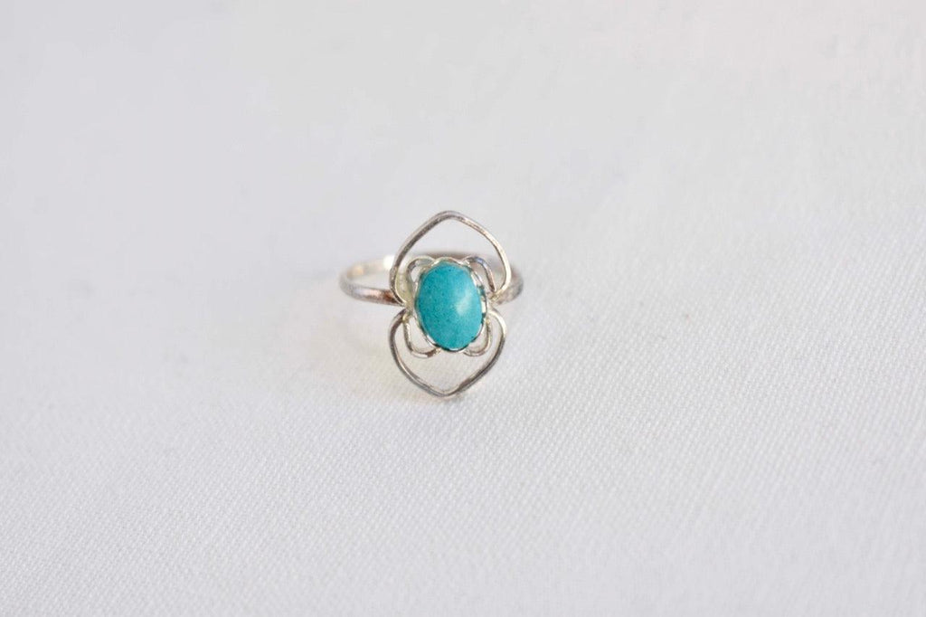Vintage Sterling Silver Turquoise Navajo Ring #15 - APORTA Shop